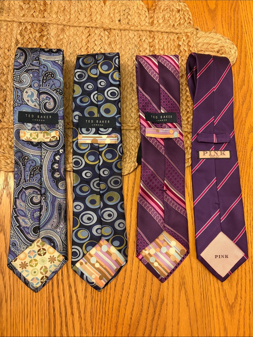 Thomas Pink Ted Baker Ties OS Multicolor Silk Paisley Geometric Striped Eclectic